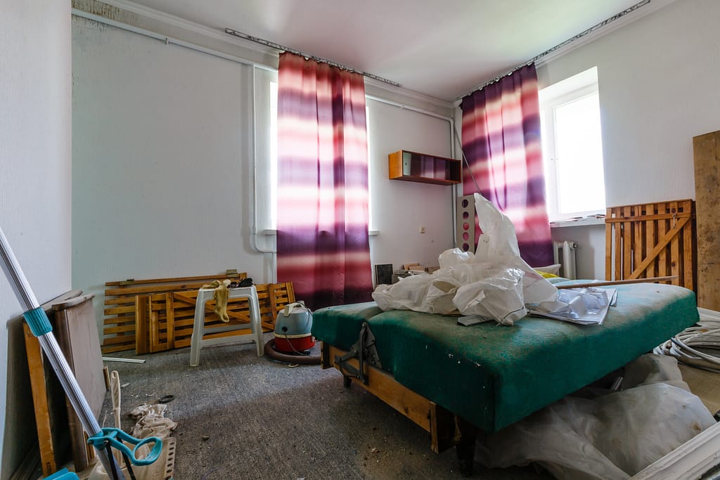 Devastated kitchen in a demolition house